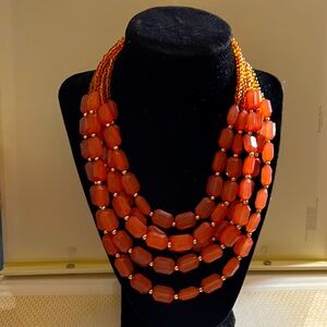 Vintage coral color 5 strand necklace